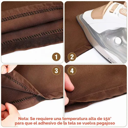 Vista 5 de Outus 2 rollos de cinta de dobladillo de tela adhesiva para planchar sin coser para pantalones cada uno de 1/2 pulgada