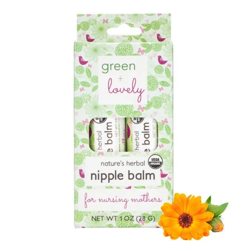 Vista 2 de Green+Lovely - Bálsamo para pezones orgánico de hierbas de la naturaleza para lactancia materna, chupete de pezones agrietados, ungüento esencial