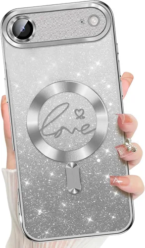 Vista 8 de Misscase Funda para iPhone 16 Pro Case Magnética con Purpurina con Protector Completo de Lente de Cámara, [Compatible con MagSafe] Linda Funda