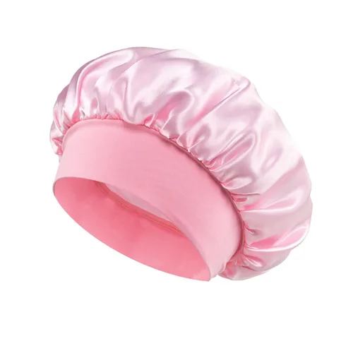 Vista 14 de Gorro de seda blanco para mujeres durmiendo, gorro de seda para dormir, trenzas de cabello rizado, gorra de satén grande para dormir, gorra de noche