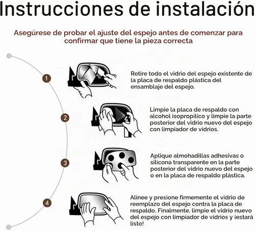Vista 7 de Cristal de Espejo de Remolque Inferior de Repuesto compatible con Dodge Ram 1994-2009 1500 2500 3500 4000 4500 5500 700 Van Pickup Camioneta