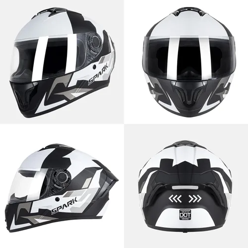 Vista 6 de Casco integral para motocicleta aprobado por DOT para adultos, ligero con ventilación, equipo de conducción para todas las estaciones, forro