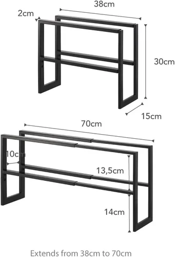 Vista 10 de Yamazaki Inicio Zapatero Expandible, Metal, Acero Ajustable Talla única Negro Adjustable shoe rack with an expanding design. Steel design adapts