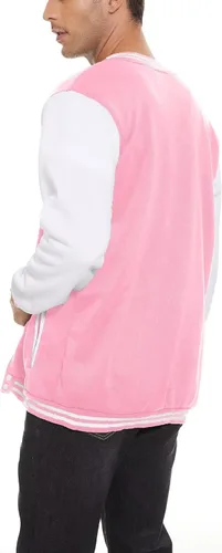Vista 2 de ACEFAST INC Chaqueta de béisbol Varsity para hombre, chaqueta casual estilo bombardero, cortavientos, chaqueta ligera