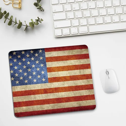 Vista 7 de Alfombrilla de mouse con bandera nacional de Estados Unidos, patriótica rústica, rectangular, para computadora de escritorio, computadora