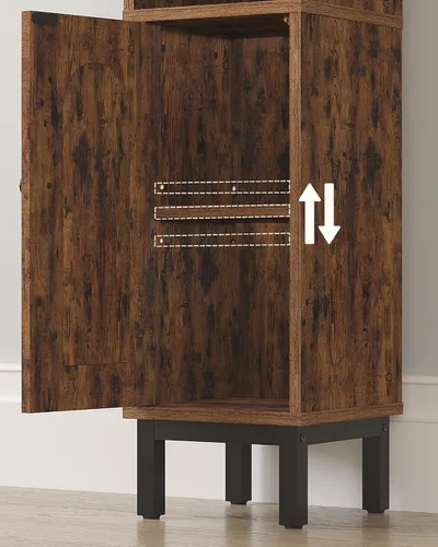 Vista 7 de Hzuaneri Gabinete de almacenamiento de baño, pequeño gabinete de piso de Marrón rústico