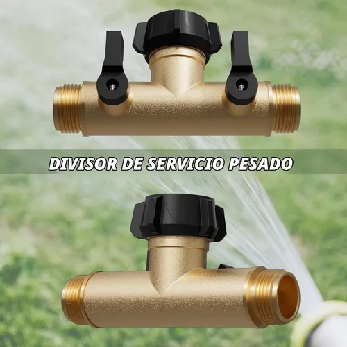 Vista 9 de YANWOO Divisor de manguera de jardín, metal resistente tipo T de 180 grados con válvulas de cierre, conectores de grifo de espita de alto flujo