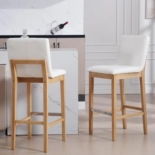 Vista 21 de Kmax Juego de 2 taburetes de bar de 26 pulgadas de altura de mostrador, taburetes tapizados para encimera de cocina con soporte trasero, taburetes