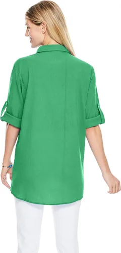 Vista 3 de Woman Within Camiseta grande de gasa de algodón de talla grande para mujer