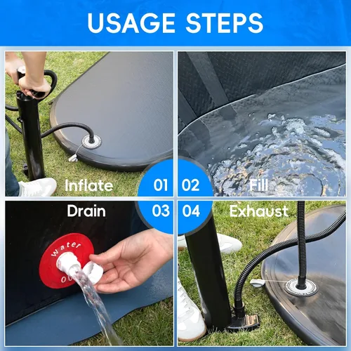 Vista 4 de Bañera de hielo, bañera inflable de 216 galones con termómetro y alfombrilla absorbente de agua, bañera portátil para recuperación en exteriores e