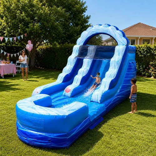 Vista 14 de TentandTable Tobogán acuático inflable para niños y adultos, diversión acuática gigante de grado comercial, incluye soplador de aire eléctrico, 35