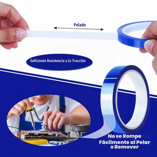 Vista 4 de MEBMIK 2 rollos de 20 mm x 33 m (108 pies) Cinta térmica azul de alta temperatura, cinta resistente al calor, cinta de transferencia de calor
