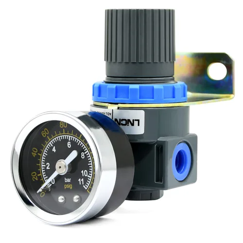 Vista 7 de Regulador de presión de aire de rosca NPT de 1/4 de pulgada con mini válvula de control de aire para compresor de aire o herramientas de aire