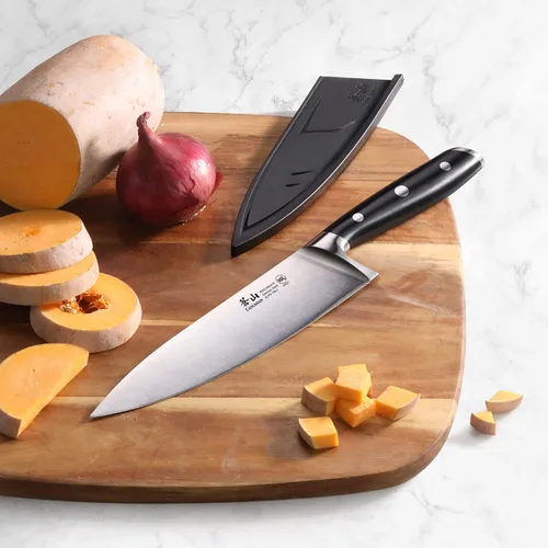 Vista 6 de Cangshan ALPS Series 502735 Cuchillo de chef forjado de acero alemán de 8 pulgadas con funda, color negro