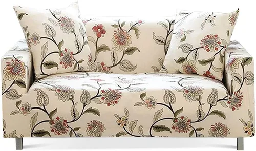 Vista 10 de Lamberia - Funda elástica para sofá de 3 plazas con estampado; incluye dos fundas para cojines gratis, (modelo Dandelion, Sofá 3 asientos)