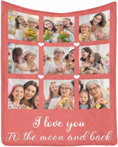 Vista 10 de InterestPrint Regalos personalizados para mamá, manta personalizada con fotos y fotos familiares, regalos de cumpleaños para el día de la madre