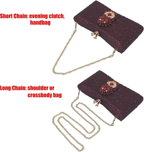 Vista 7 de HUANG ZHUANG Bolso de noche con diamantes de imitación y purpurina para mujer, bolso de noche para fiesta, boda, lindo bolso