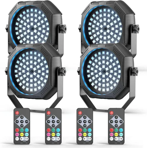 Vista 10 de Luces estroboscópicas recargables, 60 luces LED RGB mini para escenario, batería de 30W con control remoto y modo activado por sonido, LED Par Can