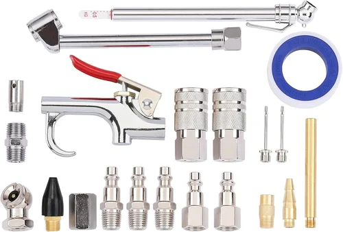 Vista 9 de Kit de accesorios para herramientas neumáticas de 18 piezas con manguera de PVC de 3/8 pulgadas x 25 pies, accesorios de conexión rápida NPT de 1/4