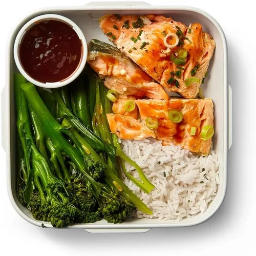 Vista 7 de BLACK + BLUM Contenedor de alimentos estilo caja Bento con compartimento Lonchera empacada con tenedor de viaje de acero inoxidable, a prueba