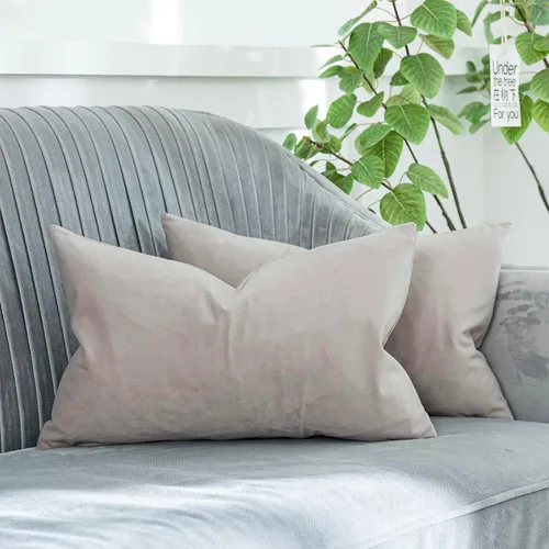 Vista 24 de Juego de 2 fundas de almohada decorativas de terciopelo de 14 x 14 pulgadas con cremallera, fundas de cojín cuadradas suaves y lisas de lujo