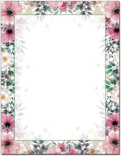 Vista 8 de Bright Floral Paquete de 25 - Membrete imprimible de 8.5 x 11 pulgadas - Compatible con impresoras láser y de inyección de tinta