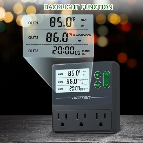 Vista 5 de Controlador de temperatura y humedad de doble sonda, sensores independientes para control preciso de temperatura y humedad, compatible