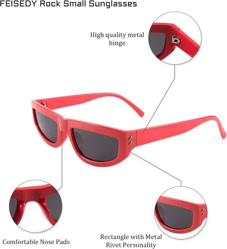 Vista 5 de FEISEDY Retro pequeño rectángulo gafas de sol mujeres hombres hip hop estilo b2731