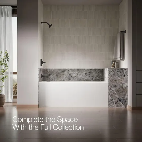 Vista 8 de KOHLER 27406-BL Riff - Boquilla de baño para montaje en pared con desviador y conexión deslizante, grifo de bañera, color negro mate