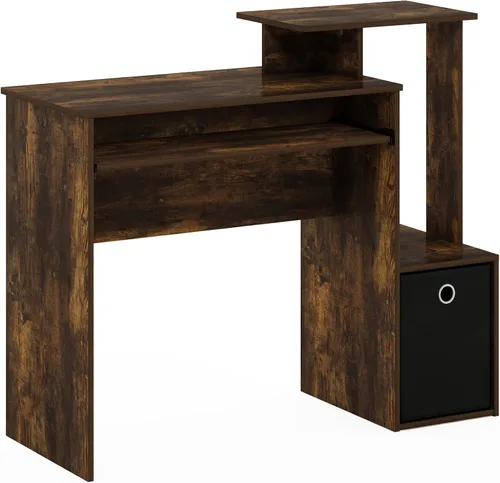 Vista 6 de Furinno Econ Escritorio para Ordenador de Oficina, Pino Ámbar/Negro