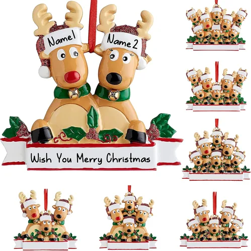 Vista 11 de Amlion Adornos personalizados de cerámica para calcetines de Navidad, familia de 2 a 8, nombres personalizados, estilo tradicional, ocasión