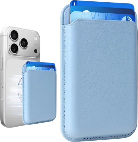 Vista 13 de Cartera de cuero Mag-Safe RFID magnética más resistente para la serie iPhone 17, accesorios Mag-Safe que se adhieren a la serie de iPhone Verde claro