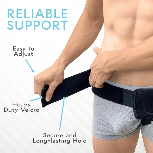 Vista 6 de Adamson H2: Cinturones de hernia para hombres - Cinturón ajustable para hernia inguinal lado izquierdo o derecho - Envoltura de compresión de ingle