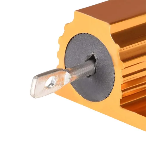 Vista 4 de uxcell Resistor de caja de aluminio de 25 W, 10 ohmios, 5%, grifo de rosca, resistencias de carga enrolladas montadas en chasis, tono dorado, 5