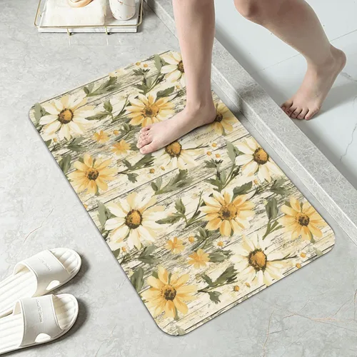 Vista 7 de Alfombra de baño para baño, patrón bohemio clásico, antideslizante, secado rápido, lavable a máquina, cómoda alfombra de baño para baño, bañera