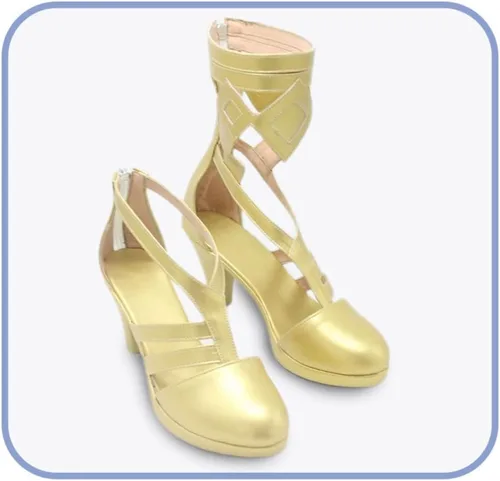 Vista 4 de Juego de anime Genshin Impact Layla - Zapatos de cosplay para Halloween, tacón alto, para mujer, anime, cosplay, juego de rol