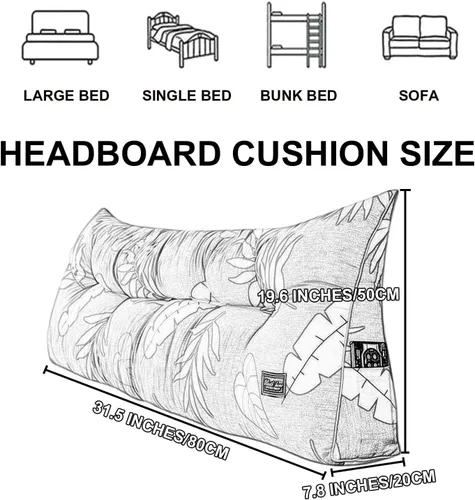 Vista 7 de Funda de almohada triangular grande para cabecero tamaño Queen, cojín para cabecero y respaldo, soporte de posicionamiento, almohada de descanso