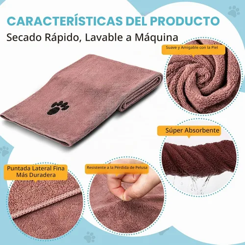 Vista 3 de Paquete de 2 toallas de microfibra para perros, suministros perfectos para Marrón