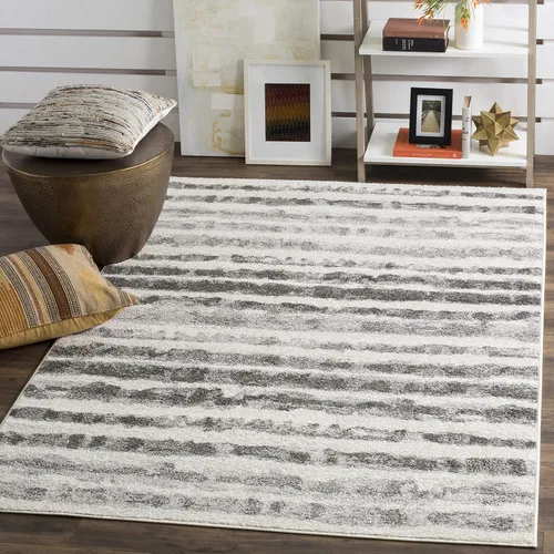 Vista 7 de SAFAVIEH Adirondack Collection - Alfombra decorativa de 2 pies 6 pulgadas x 4 pies, marfil y carbón, diseño moderno ondulado, envejecido,