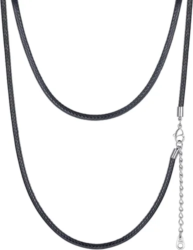 Vista 45 de PROSTEEL Collar de cuero impermeable para hombre, 0.079 in/0.118 in, 16 a 30 pulgadas, con cierre de acero inoxidable, cadena de bricolaje