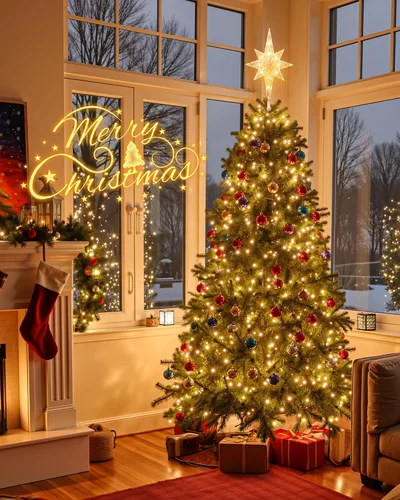 Vista 2 de Decoración para árbol de Navidad con forma de estrella 3D, 10 bombillas integradas para decoración de Navidad en interiores