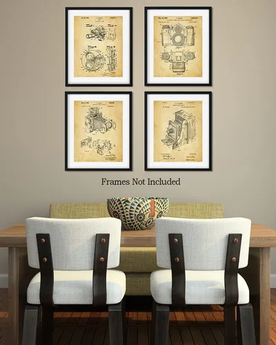 Vista 6 de Govivo Patente de cámara antigua: un conjunto de cuatro patentes de equipos de fotografía para decoración de pared impresiones con fondos sepia