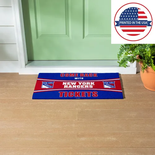 Vista 5 de Team Sports America NHL New York Rangers Entrada interior y exterior 28 x 16 pulgadas Parte trasera antideslizante Tapetes de bienvenida
