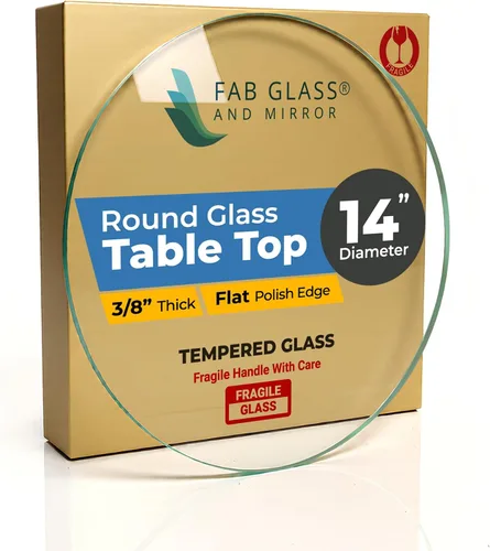 Vista 28 de Fab Glass - Mesa redonda de cristal de 48 in, grosor de 3/4 in, cristal pulido plano templado, Vidrio, Transparente