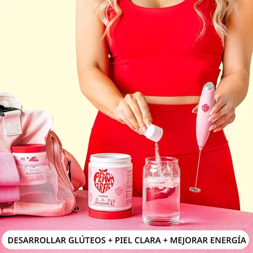 Vista 8 de Polvo de Monohidrato de Creatina Peach Perfect, Creatina para el Crecimiento de Glúteos para Mujeres con Colágeno, BCAAs, 5g de Creatina Vegana