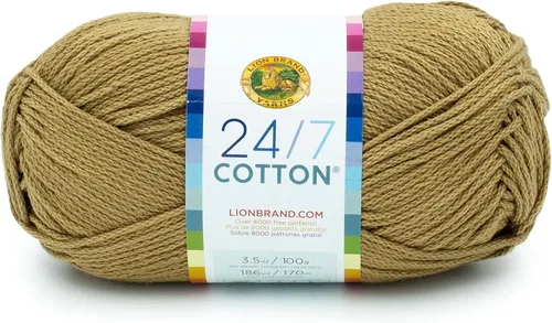 Vista 73 de Lion Brand Yarn - Hilo ligero 24/7 de algodón para tejer, hacer ganchillo y manualidades, Ámbar, paquete de 1 Light Worsted 100% Mercerized Cotton