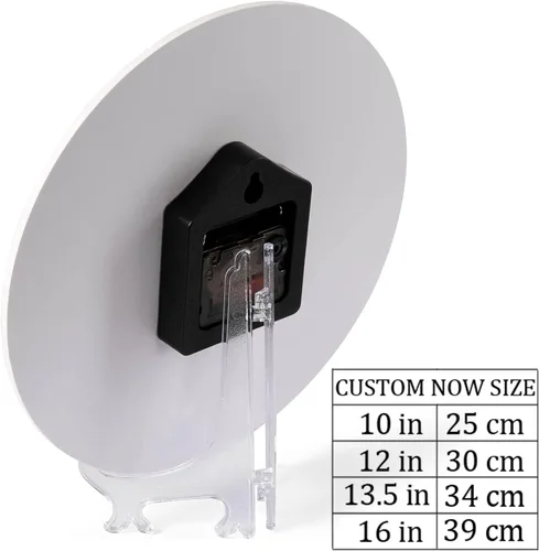 Vista 6 de Reloj de pared personalizado, reloj personalizado con texto de 4 imágenes, reloj de fotos silencioso redondo personalizado de PVC, regalos