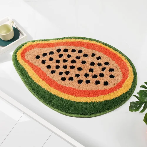 Vista 11 de FROZZUR Alfombra de baño de plátano, tapetes de baño para baño, bonita alfombra de bañera amarilla en forma de fruta, alfombra de baño de Navidad