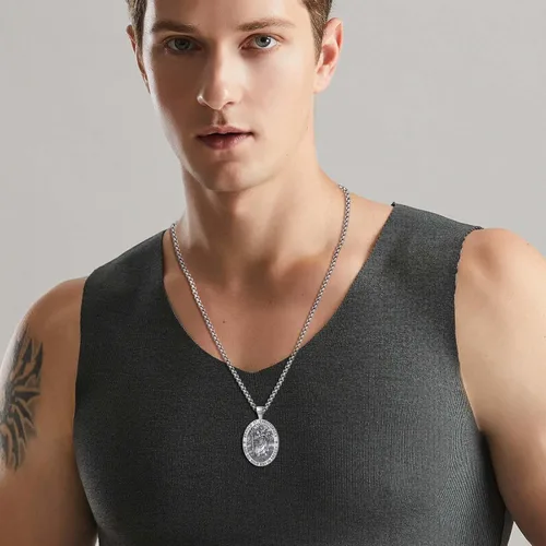 Vista 131 de Vito Collar de plata de ley 925 para mujeres y hombres, San Benito, crucifijo, Caravaca, San Cristóbal, San Judas, medalla patronal, amuleto