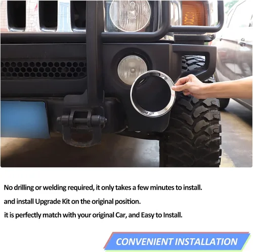 Vista 6 de Anillo de cubierta de lámpara antiniebla delantera para accesorios Hummer H3 2005-2009, protector de marco de lámpara antiniebla, parachoques